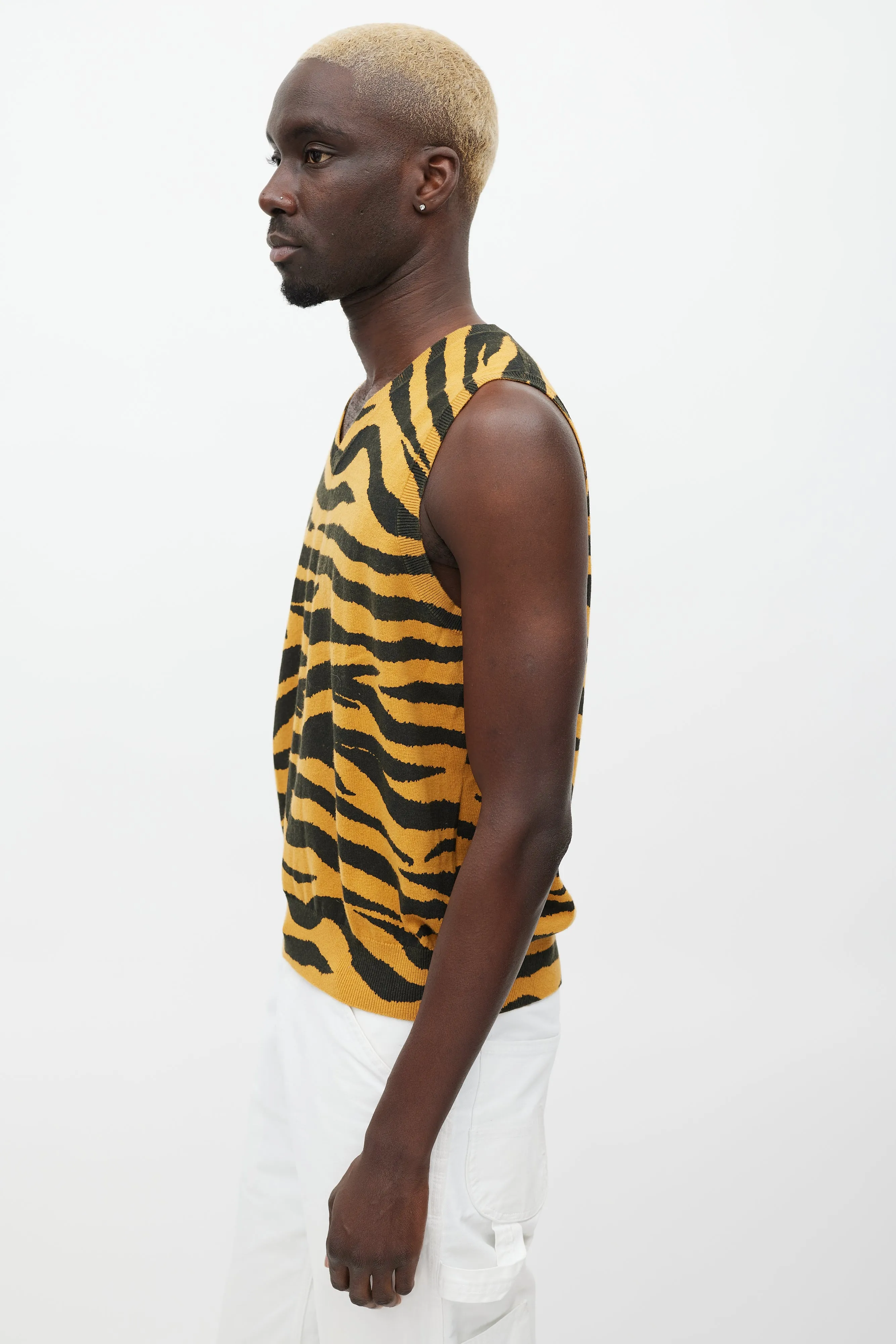Orange & Black Knit Patterned Vest