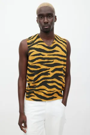 Orange & Black Knit Patterned Vest