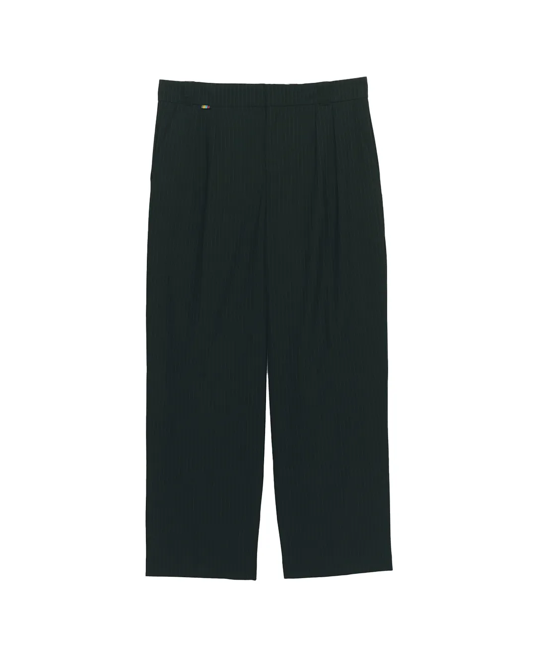 Pinstripe Wide Double-Pleat Tailored Pants