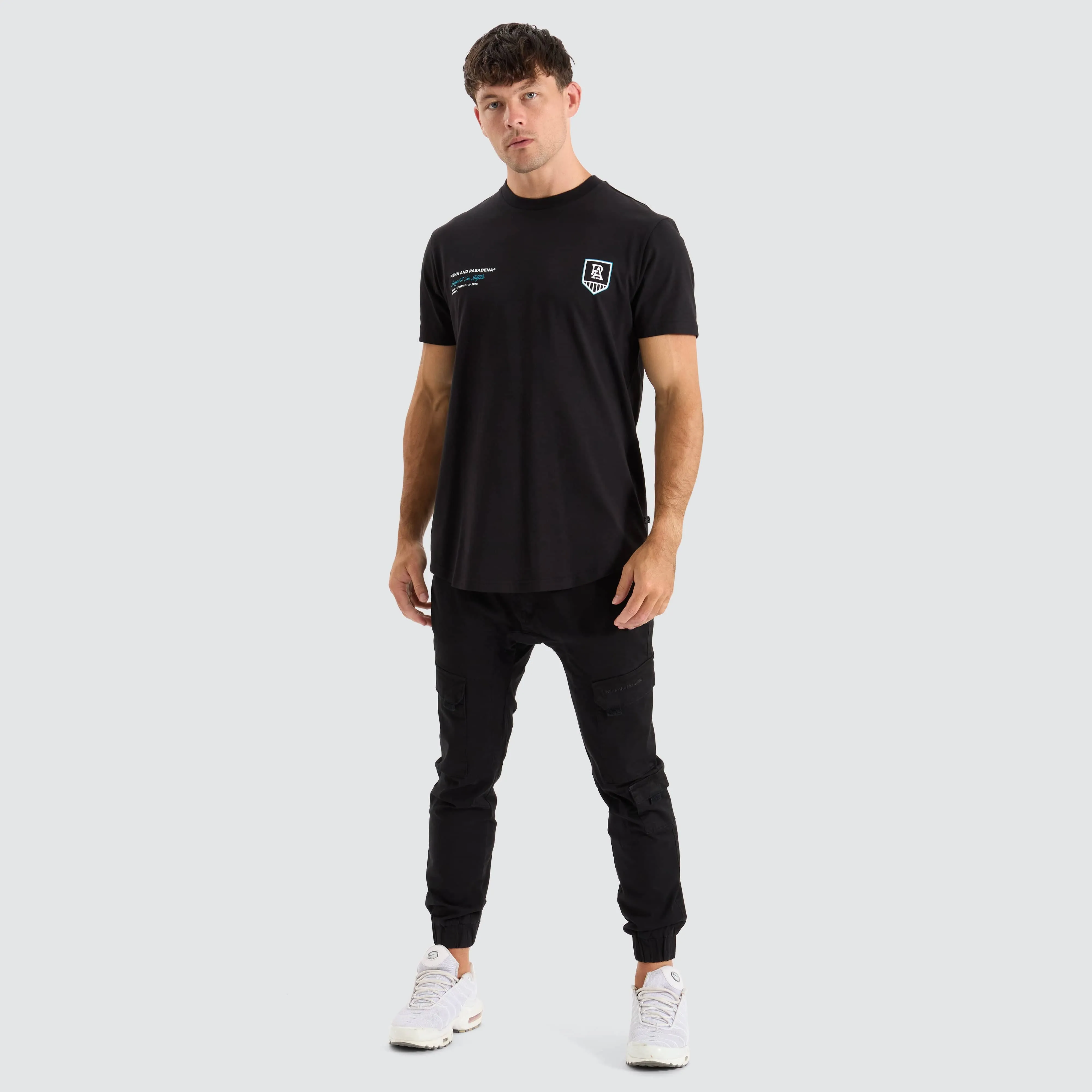 Port Adelaide Power AFL Dual Curved Tee Jet Black