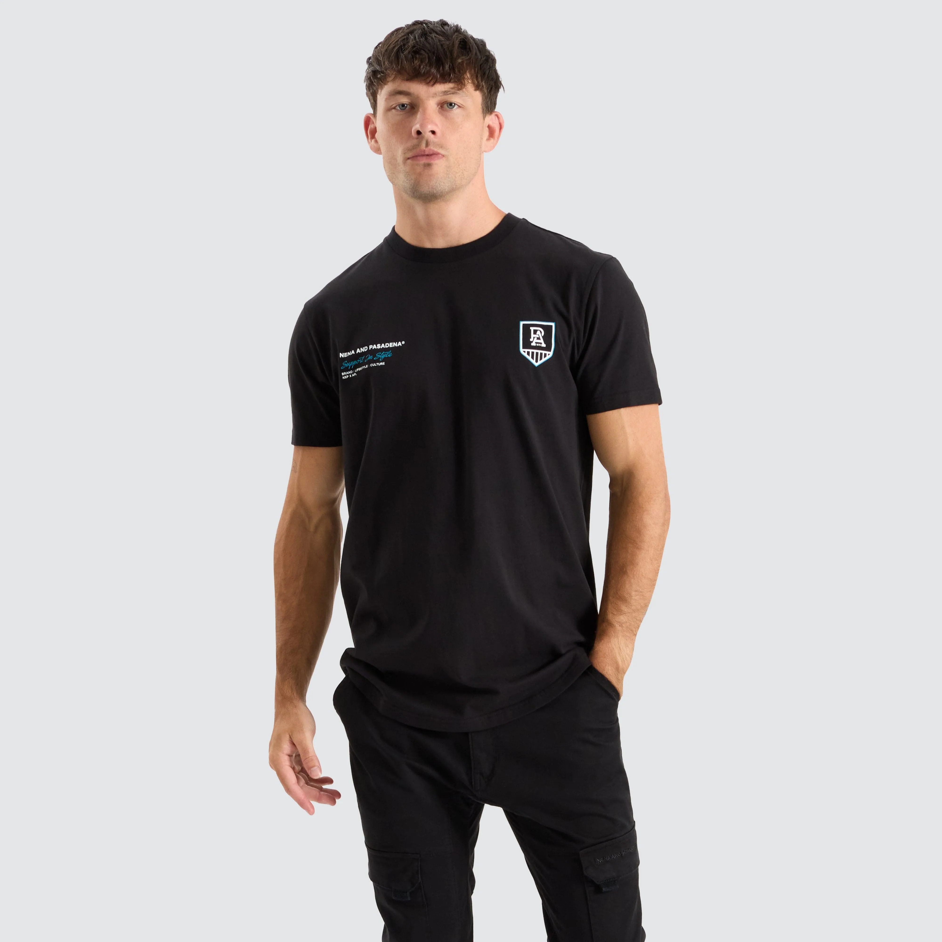 Port Adelaide Power AFL Dual Curved Tee Jet Black