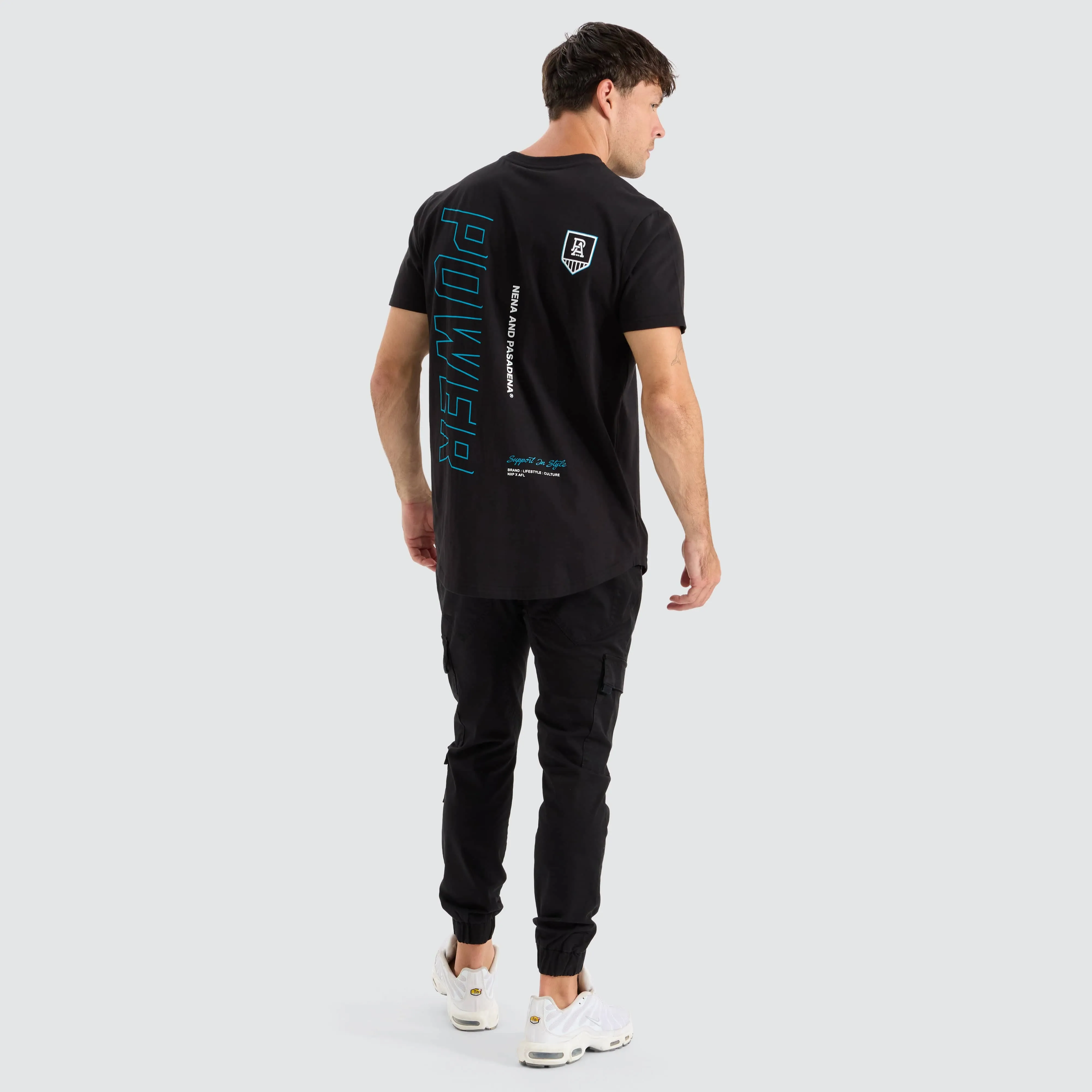 Port Adelaide Power AFL Dual Curved Tee Jet Black