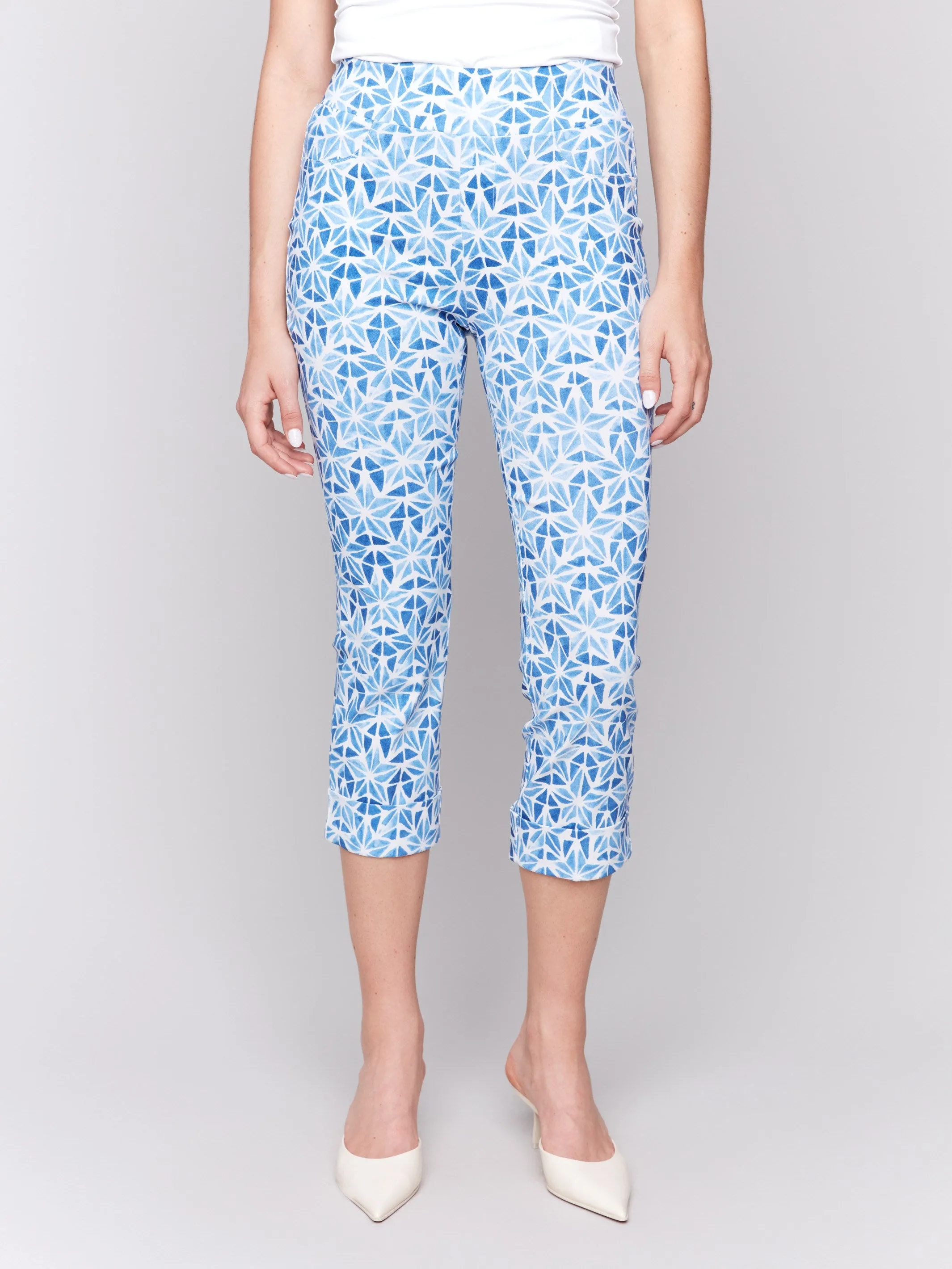 Printed Stretch Pull-On Capri Pants - Stars
