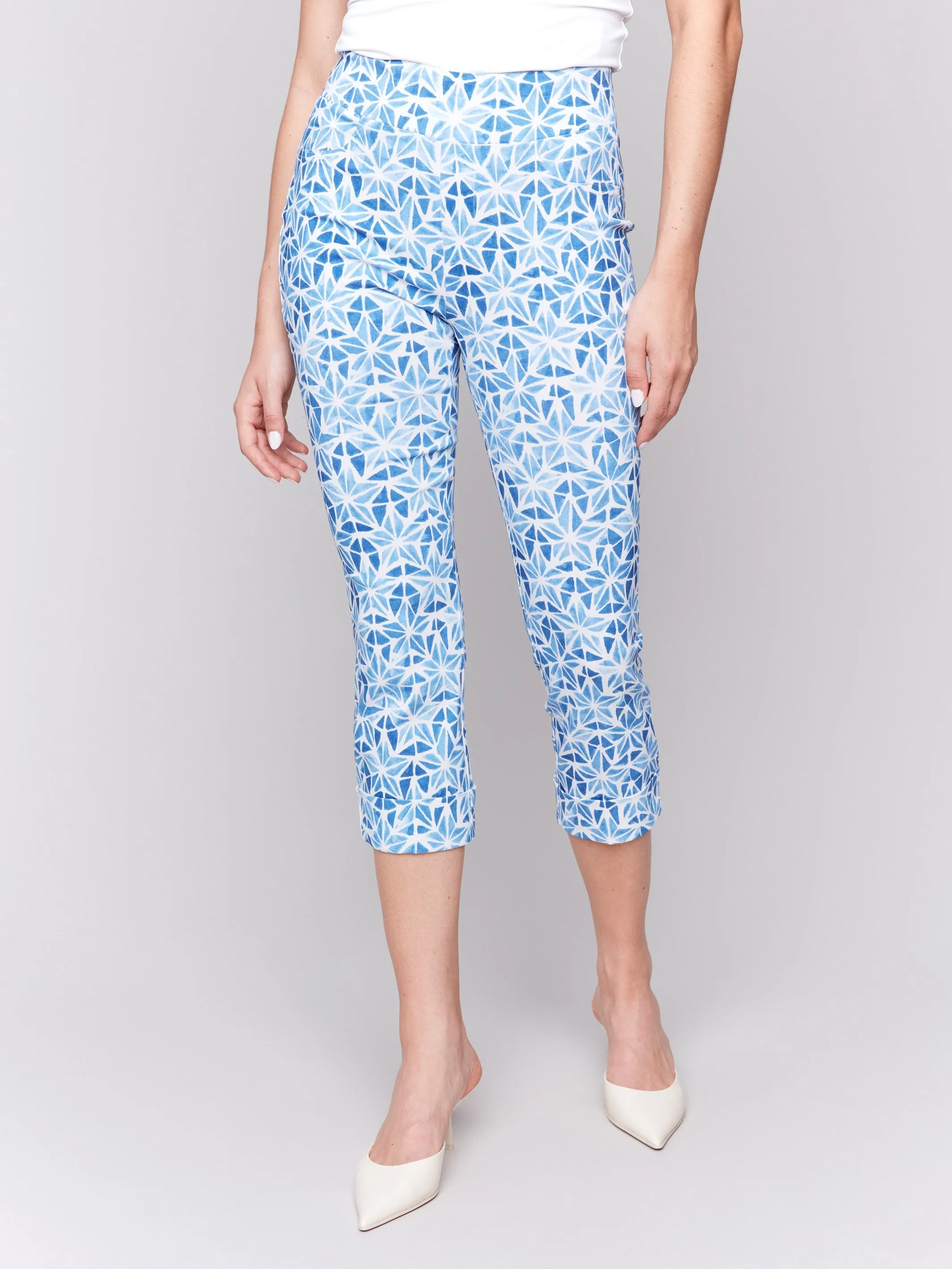 Printed Stretch Pull-On Capri Pants - Stars