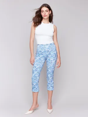 Printed Stretch Pull-On Capri Pants - Stars