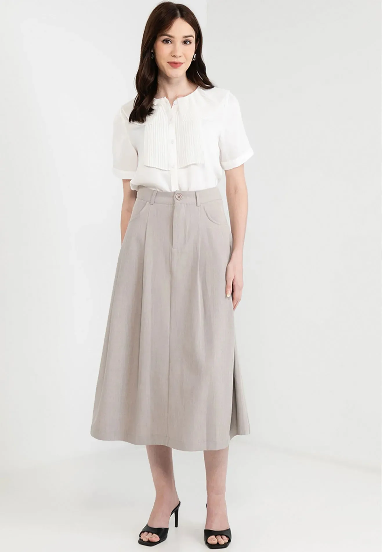 Puritan Collar Satin Button Blouse