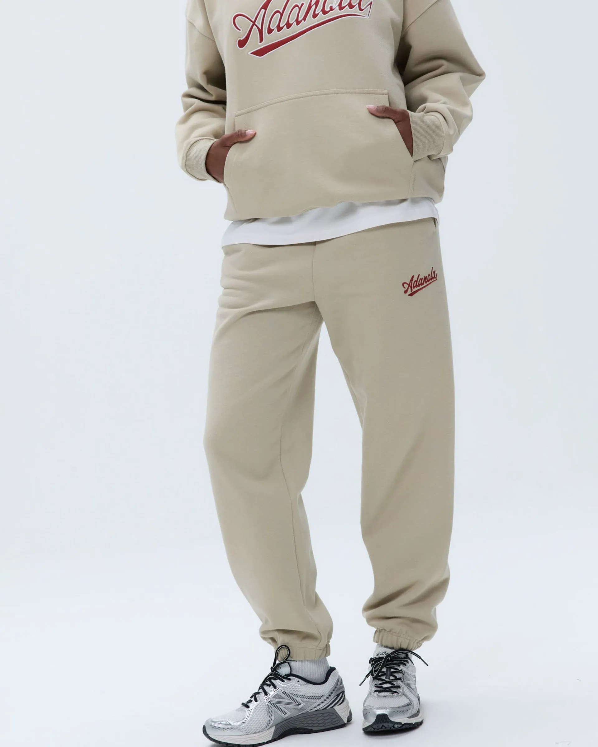 Script Sweatpants - Sand/Vintage Red