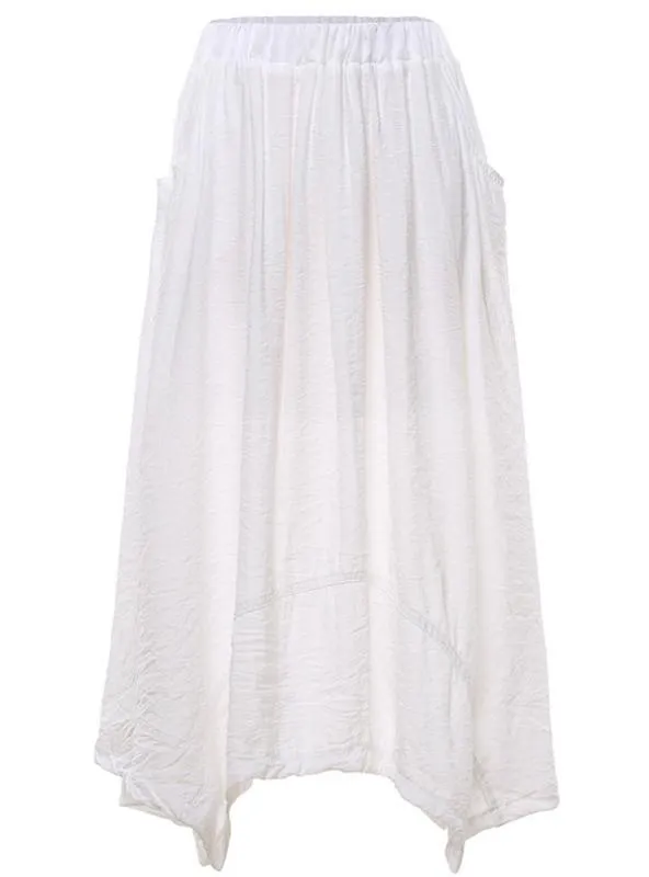 Slim Fit Elastic Waist Tea-Length Skirt Irregular Skirt