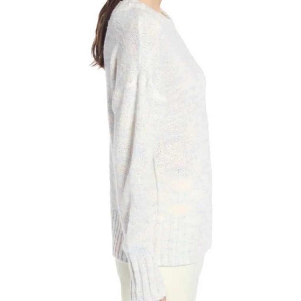 Something Navy White Rainbow Pastel Speckled Sweater - Size Medium