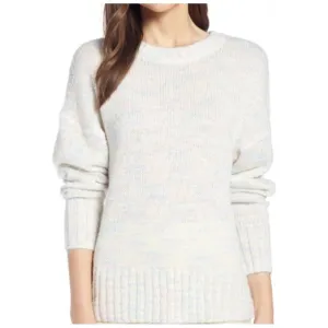 Something Navy White Rainbow Pastel Speckled Sweater - Size Medium