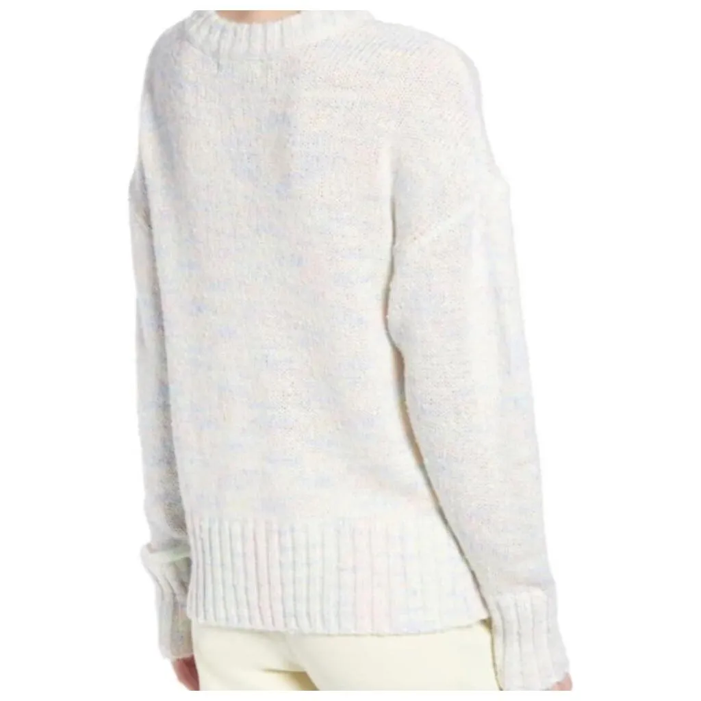 Something Navy White Rainbow Pastel Speckled Sweater - Size Medium