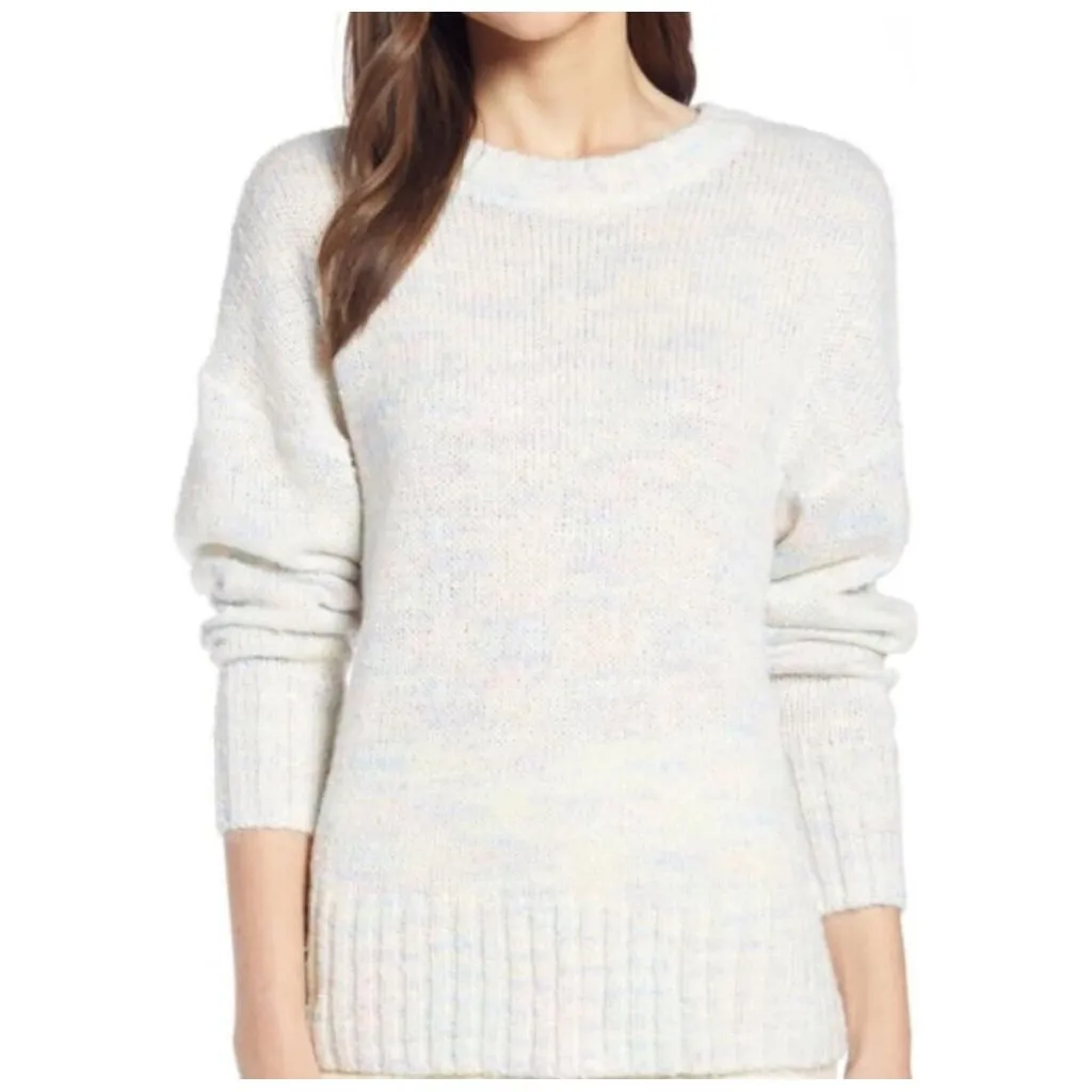 Something Navy White Rainbow Pastel Speckled Sweater - Size Medium