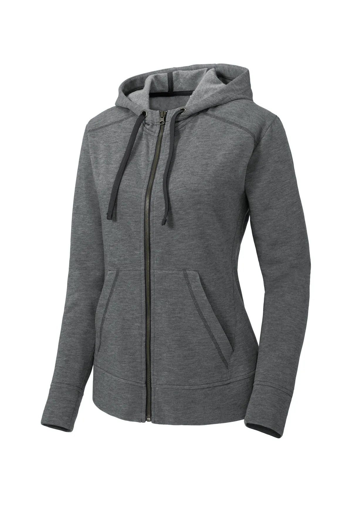 Sport-Tek Ladies PosiCharge Tri-Blend Wicking Fleece Full-Zip Hooded Jacket