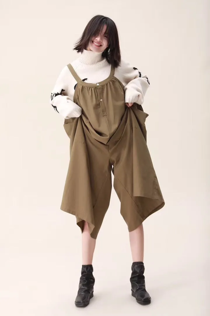 Spring Wide Leg Overalls Cotton Warm Casual Women Jumpsuits /Trousers