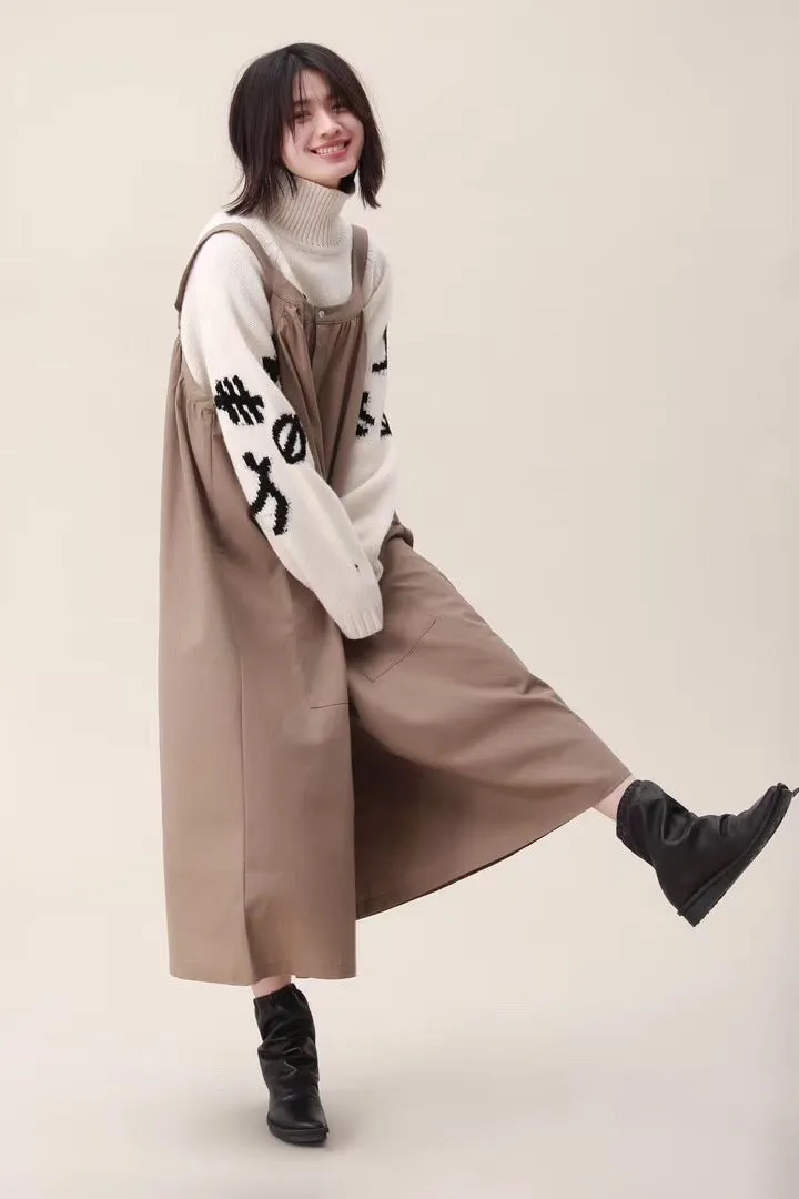 Spring Wide Leg Overalls Cotton Warm Casual Women Jumpsuits /Trousers