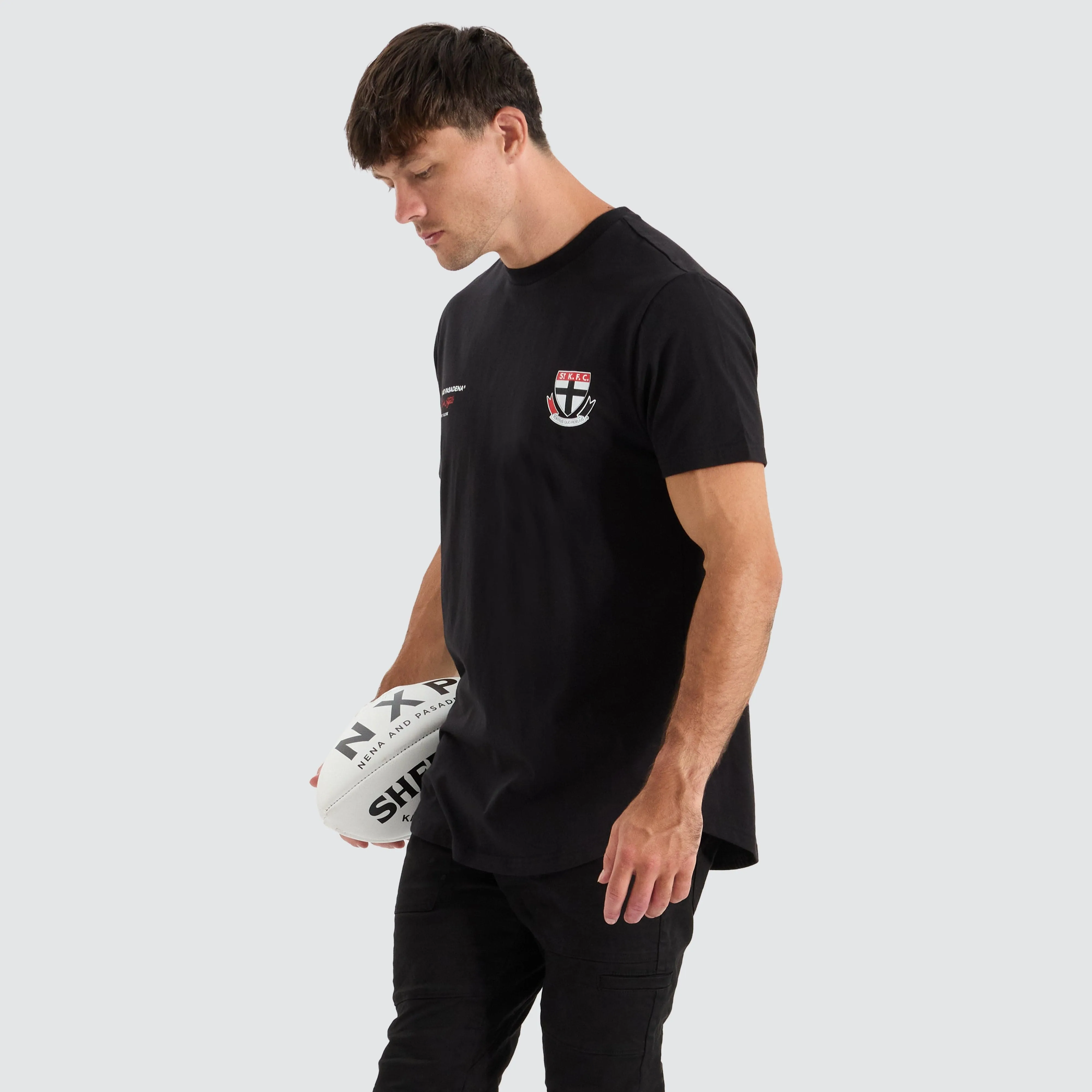 St Kilda Saints AFL Dual Curved Tee Jet Black