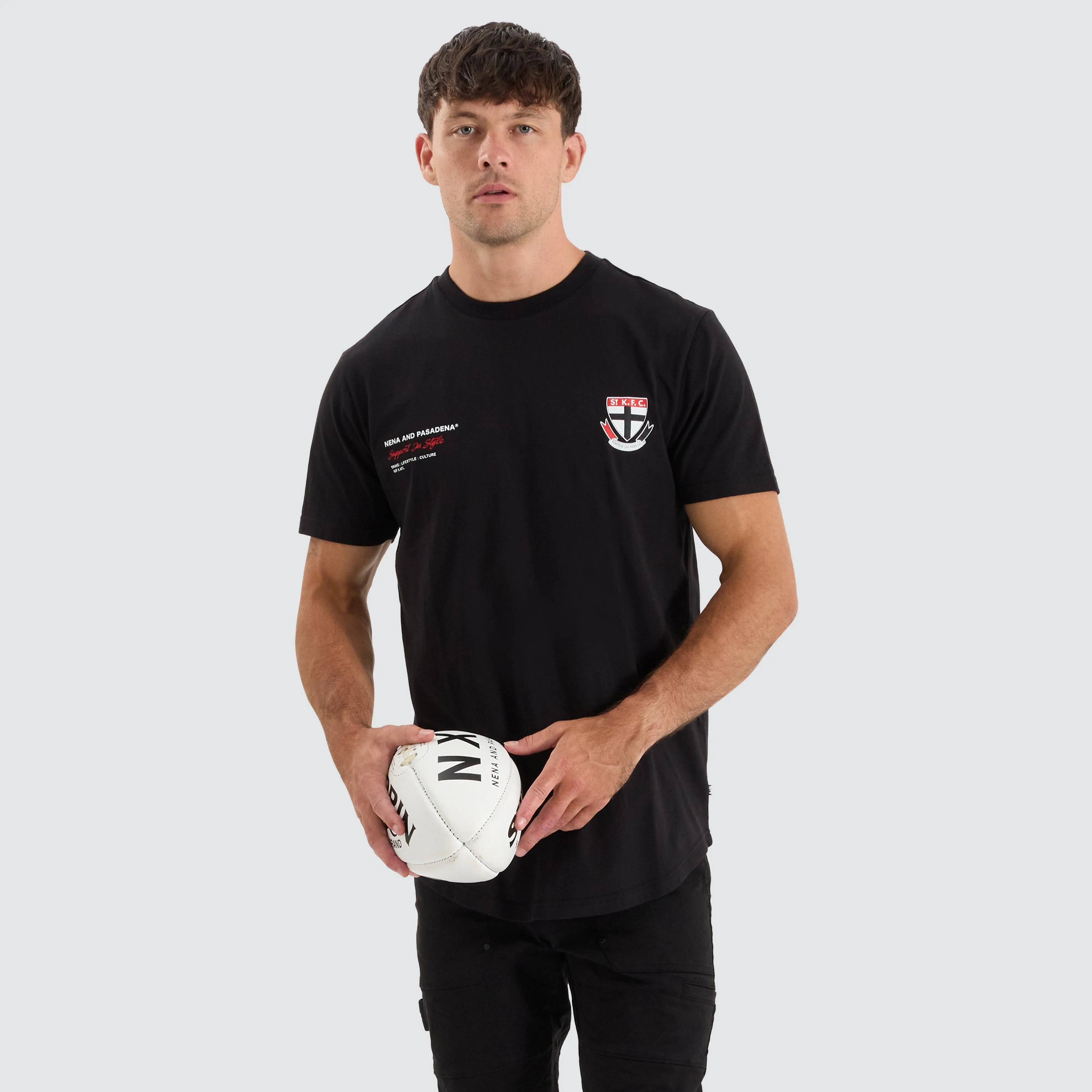 St Kilda Saints AFL Dual Curved Tee Jet Black