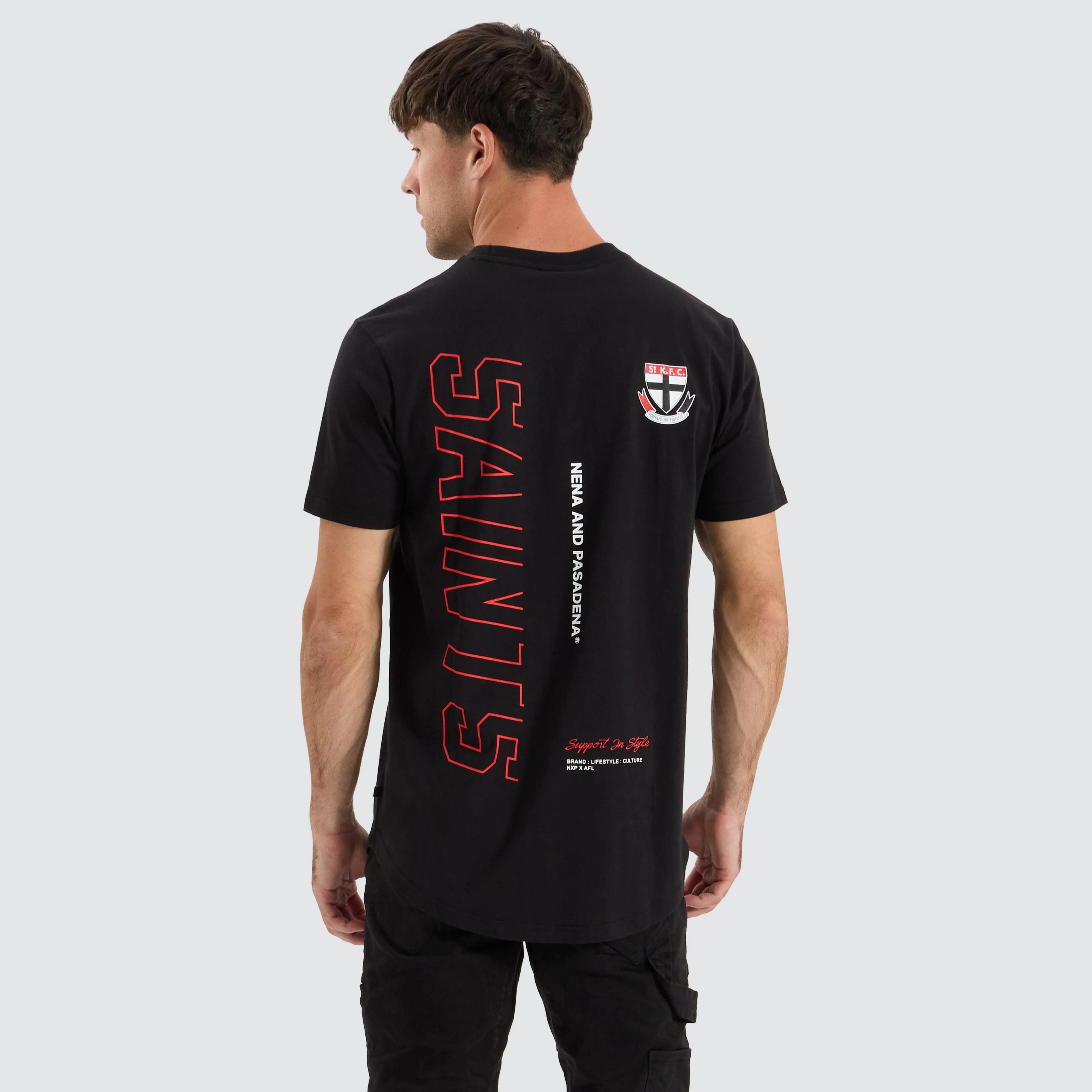 St Kilda Saints AFL Dual Curved Tee Jet Black