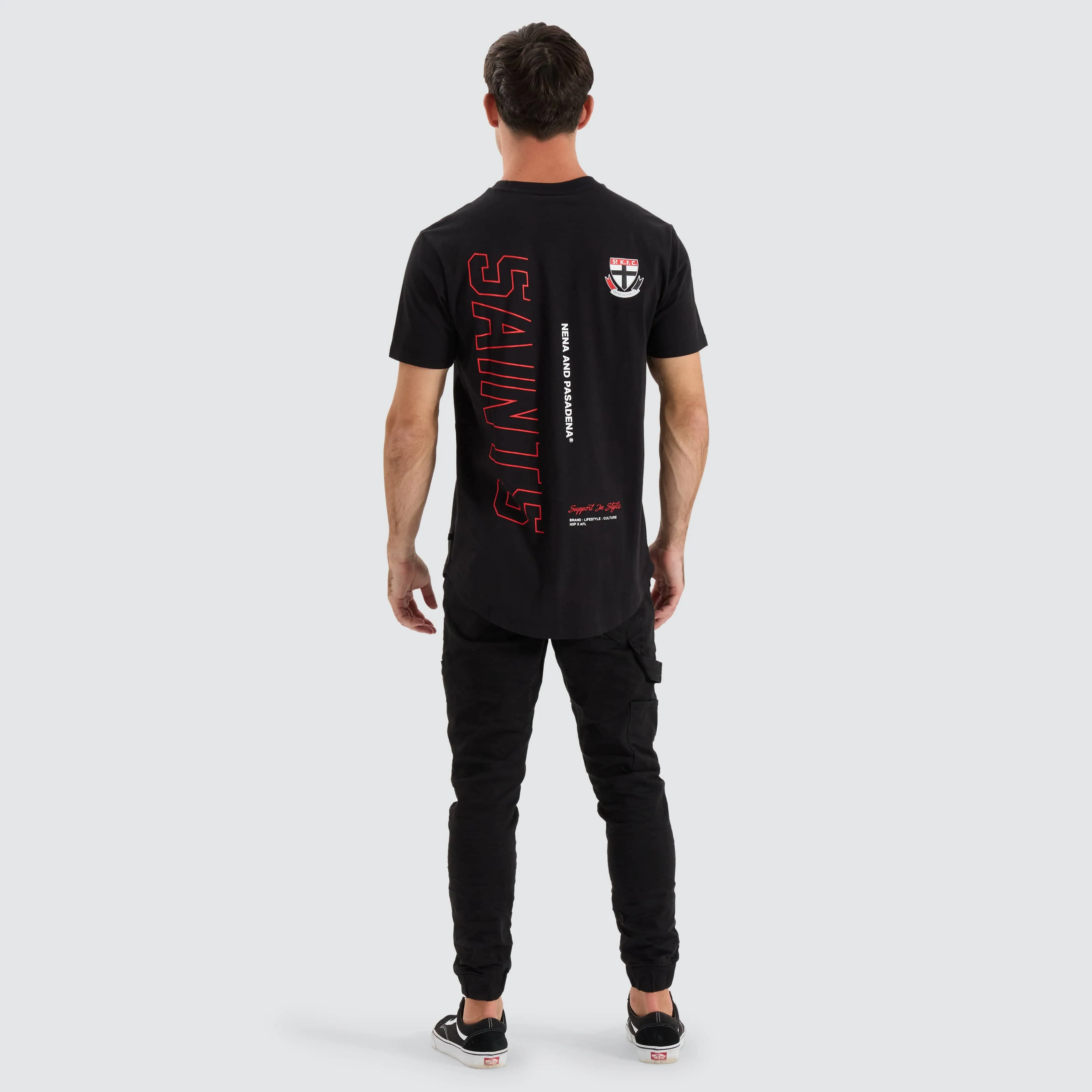 St Kilda Saints AFL Dual Curved Tee Jet Black