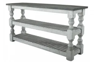 STONE SOFA TABLE WITH SHELVES