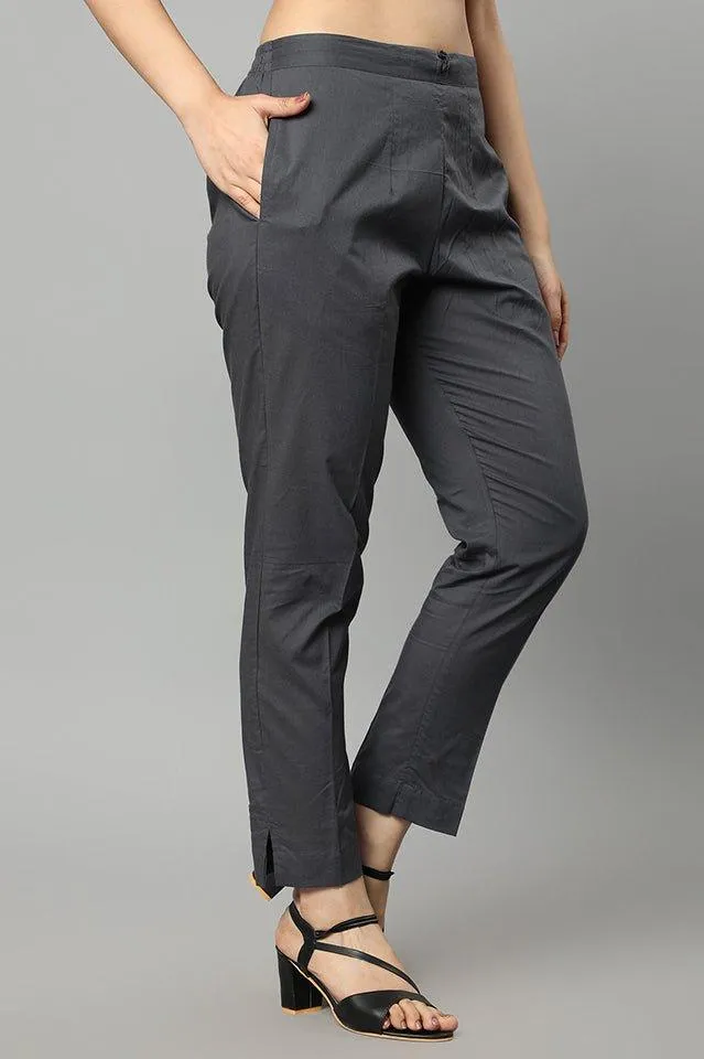 Straight Fit Charcoal Drainpine Pants