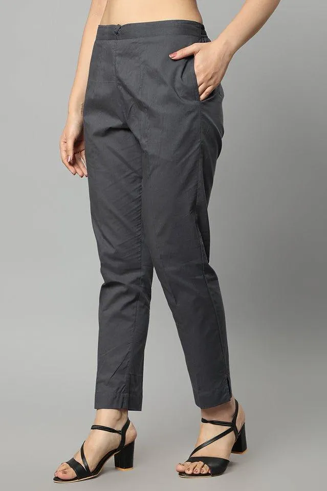 Straight Fit Charcoal Drainpine Pants