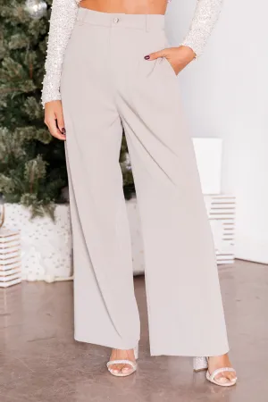 Swept Away With You Taupe Tailored Wide Leg Pants FINAL SALE
