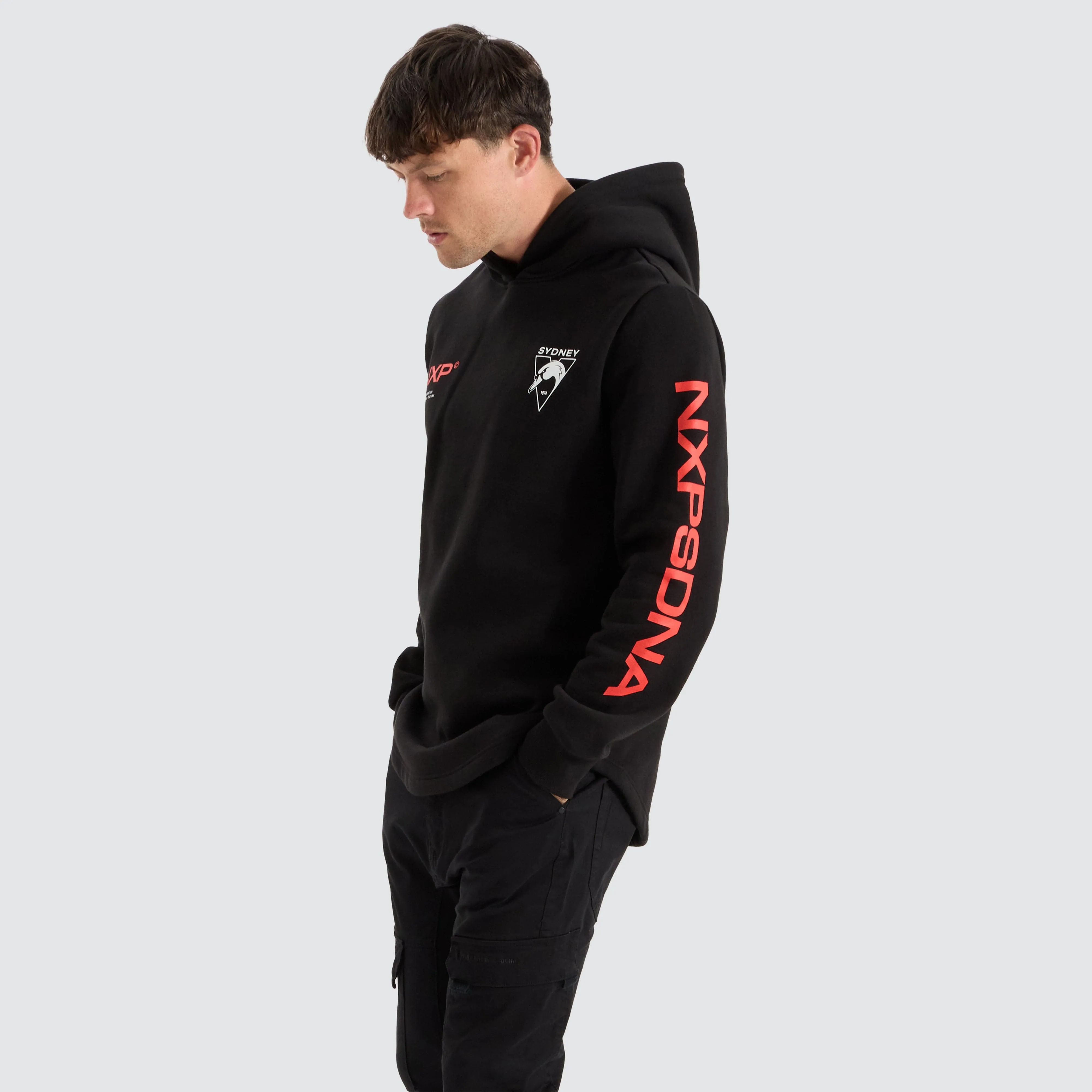 Sydney Swans AFL Dual Curved Hoodie Jet Black