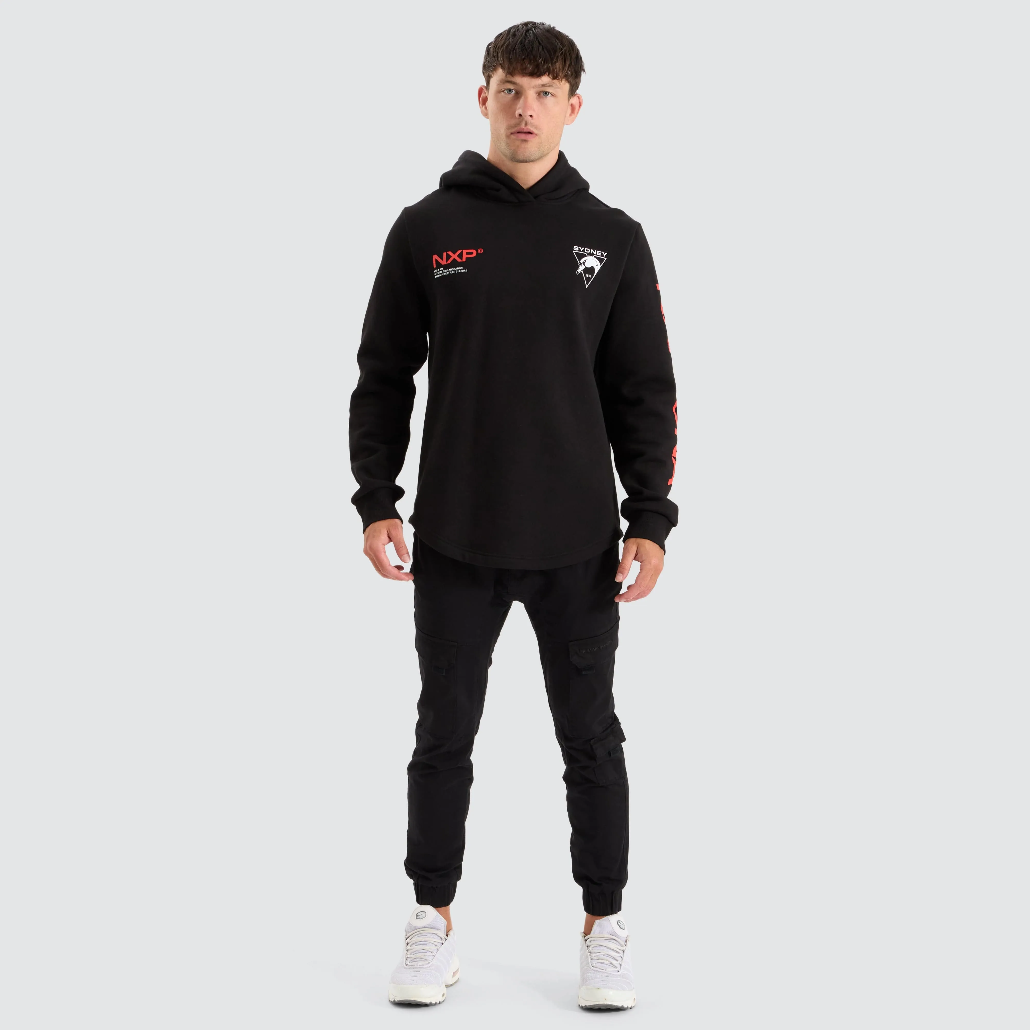 Sydney Swans AFL Dual Curved Hoodie Jet Black
