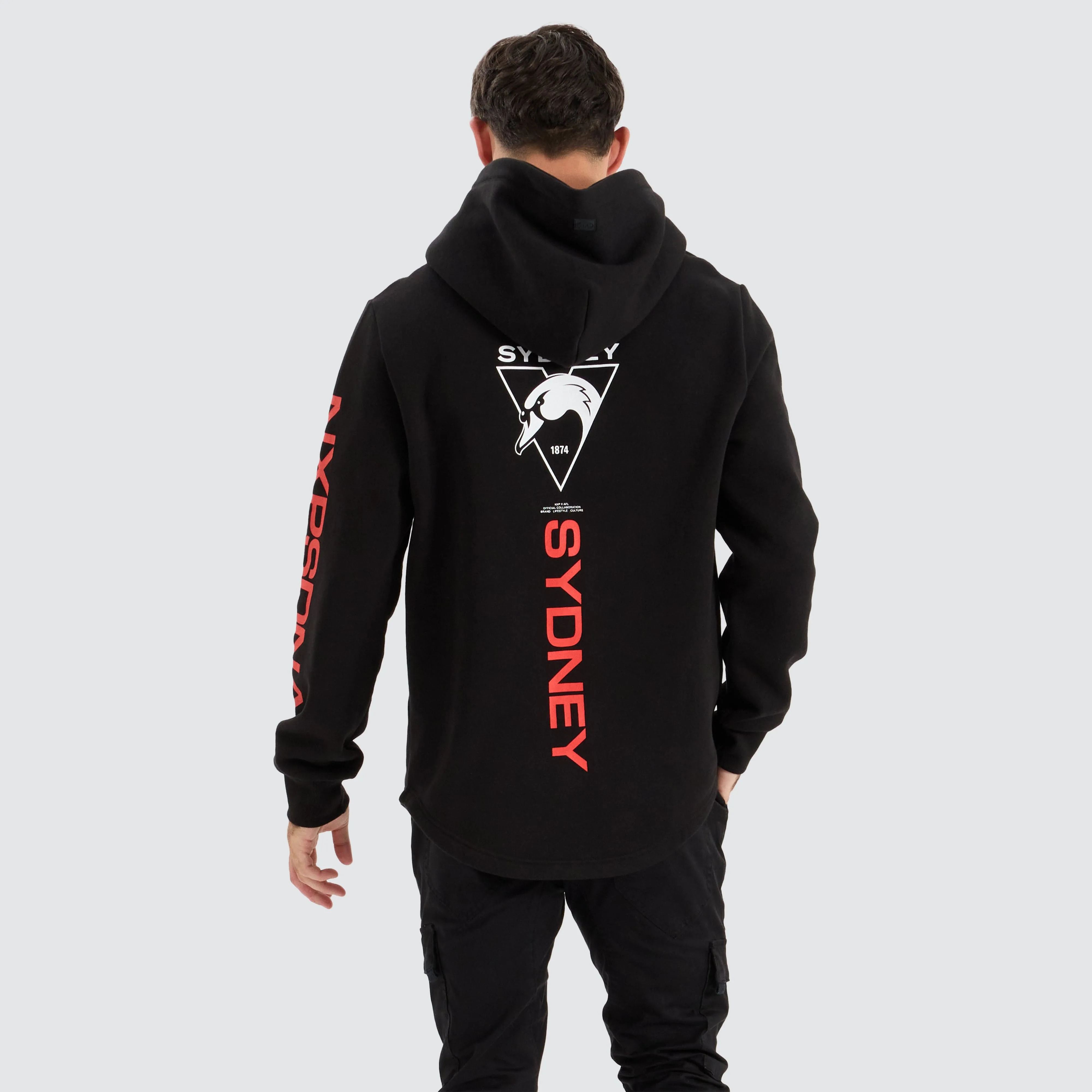 Sydney Swans AFL Dual Curved Hoodie Jet Black