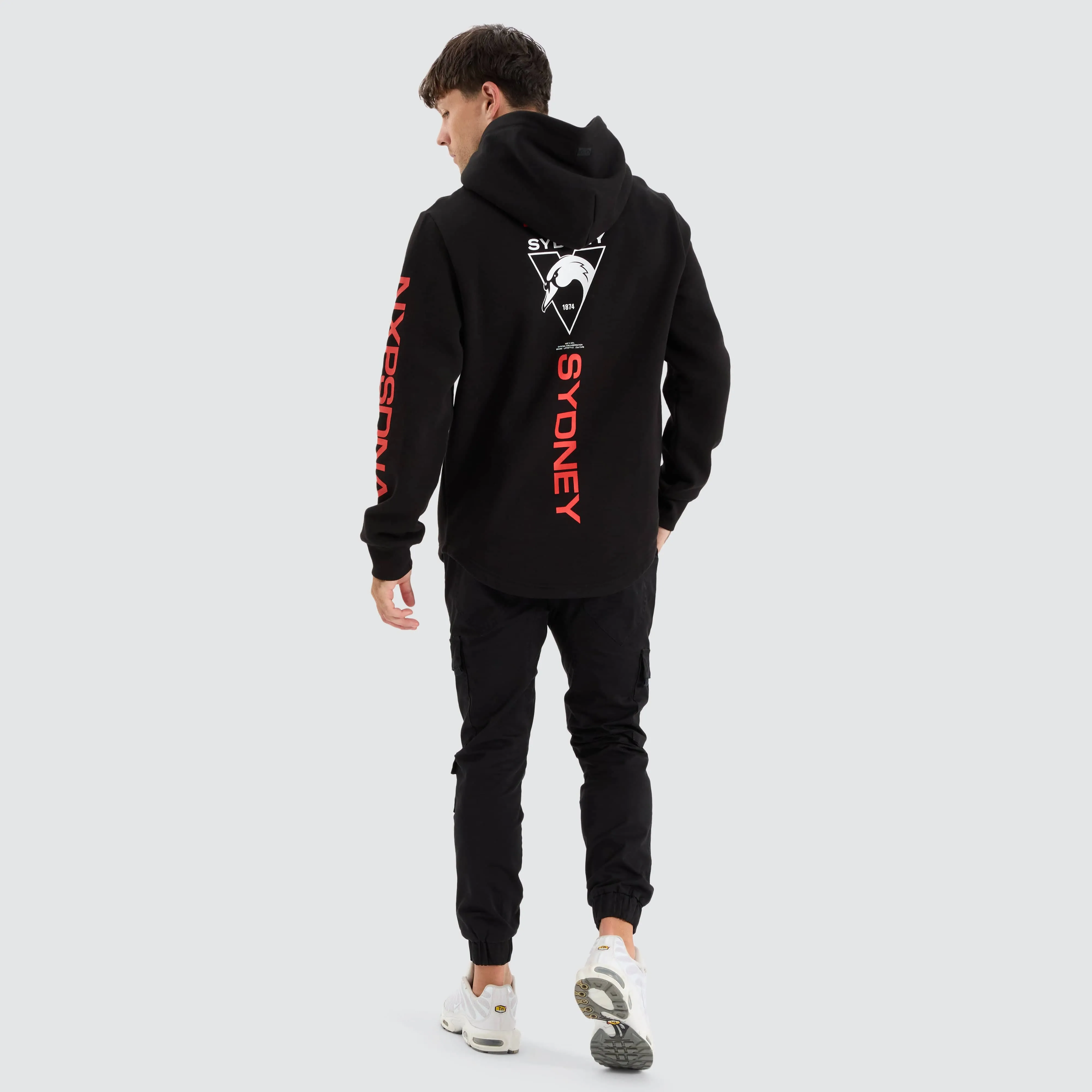 Sydney Swans AFL Dual Curved Hoodie Jet Black