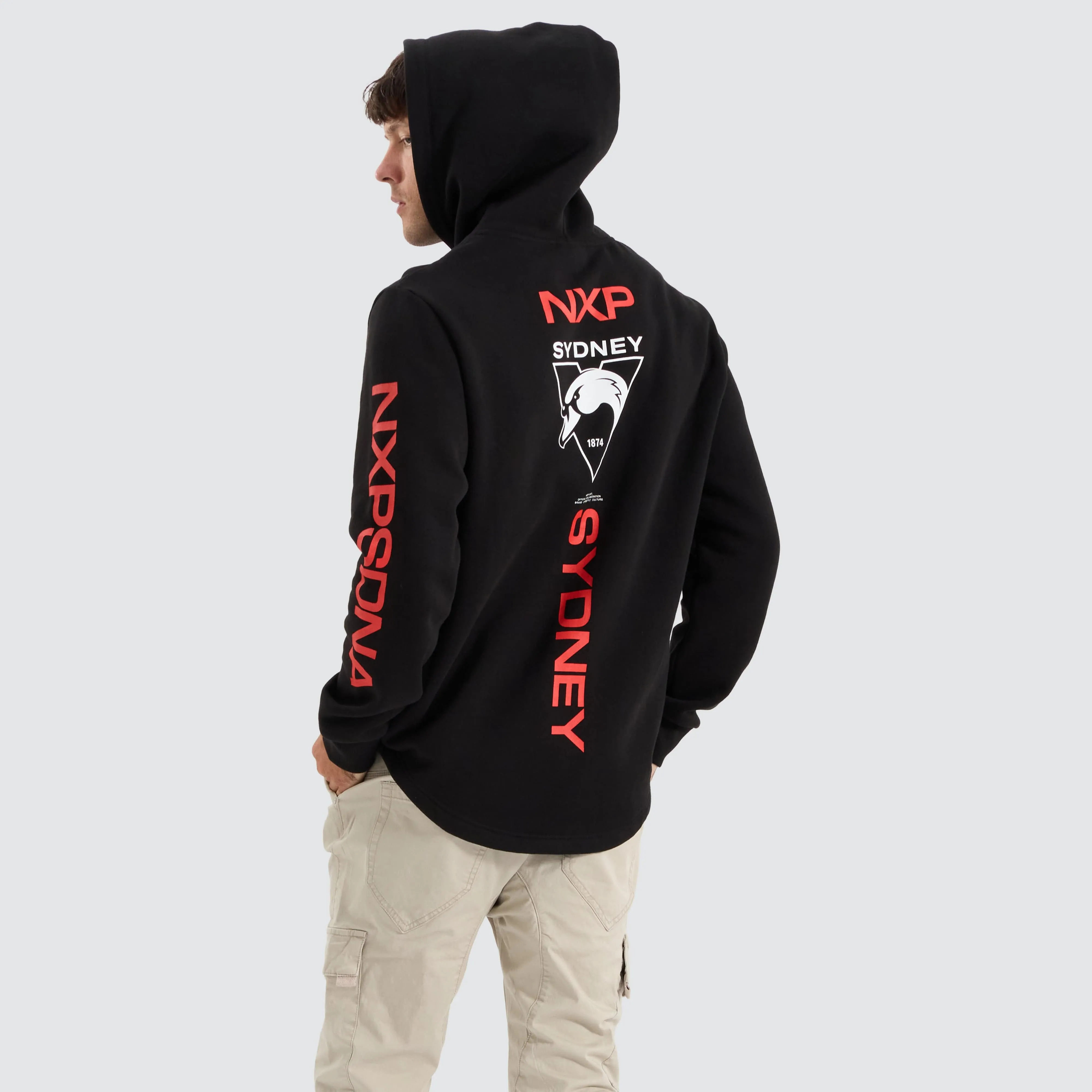 Sydney Swans AFL Dual Curved Hoodie Jet Black