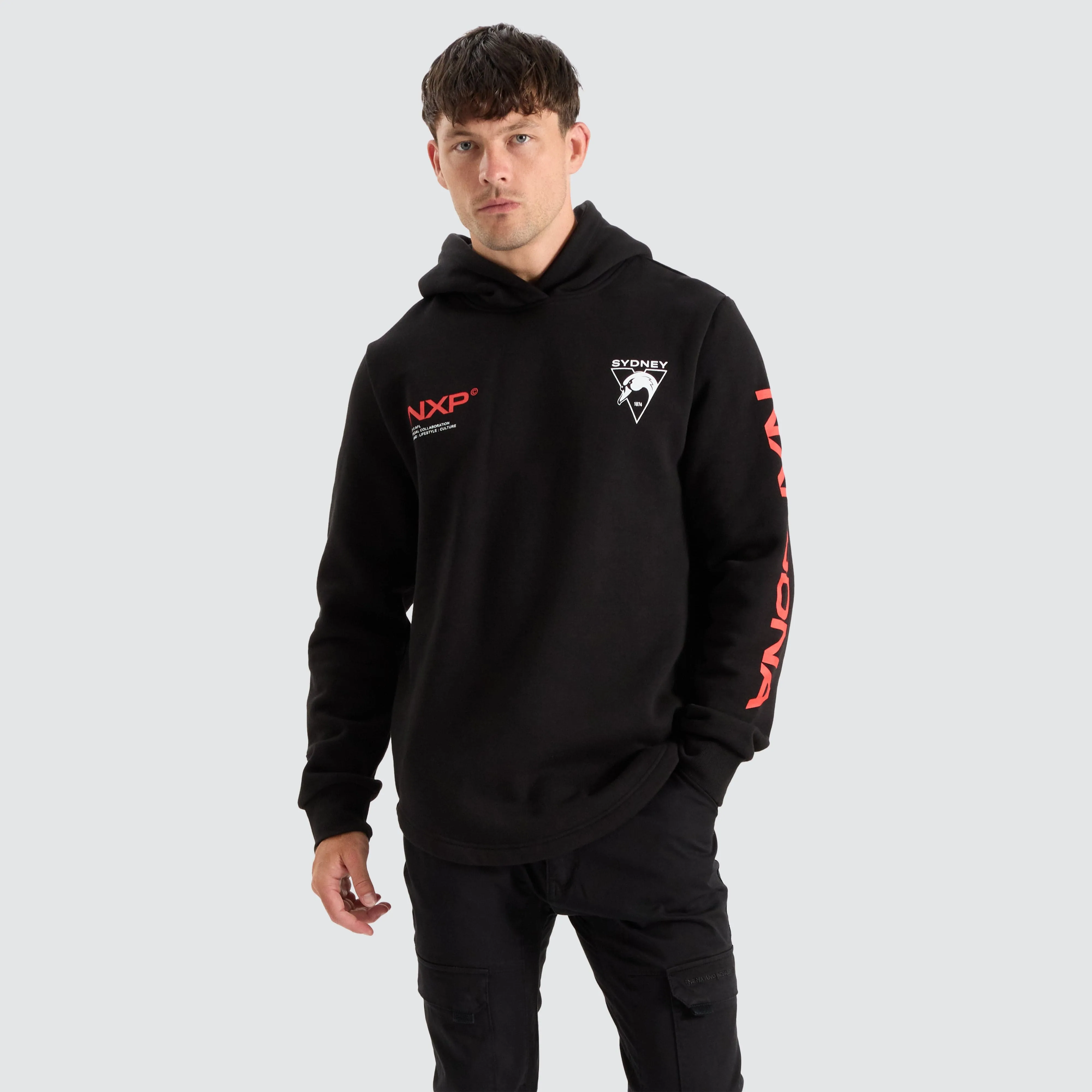 Sydney Swans AFL Dual Curved Hoodie Jet Black