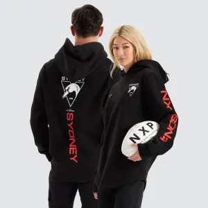Sydney Swans AFL Dual Curved Hoodie Jet Black Sydney Swans AFL Dual Curved Hoodie Jet Black