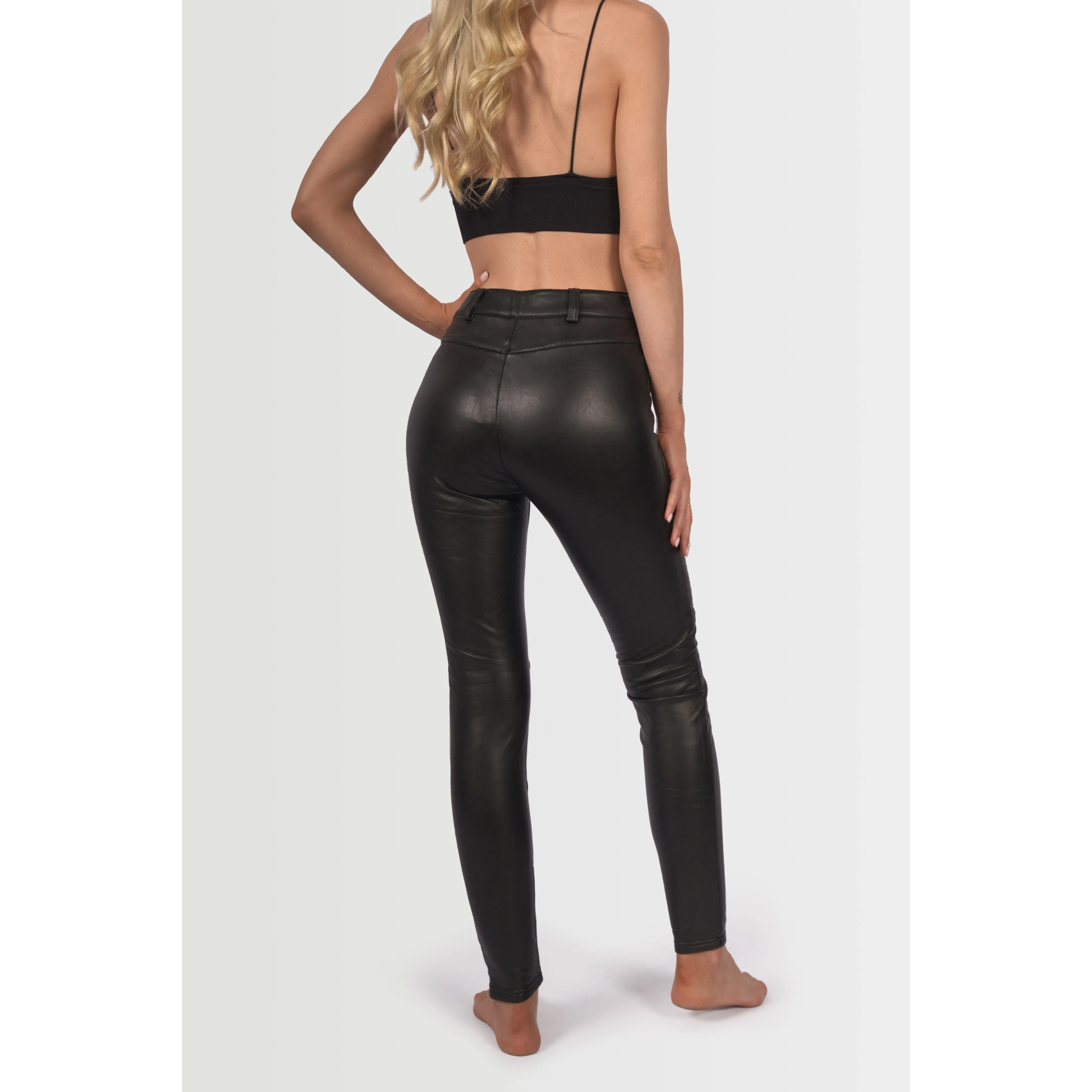 Topshop Women's Fliss Biker Leather Look Pants - Black