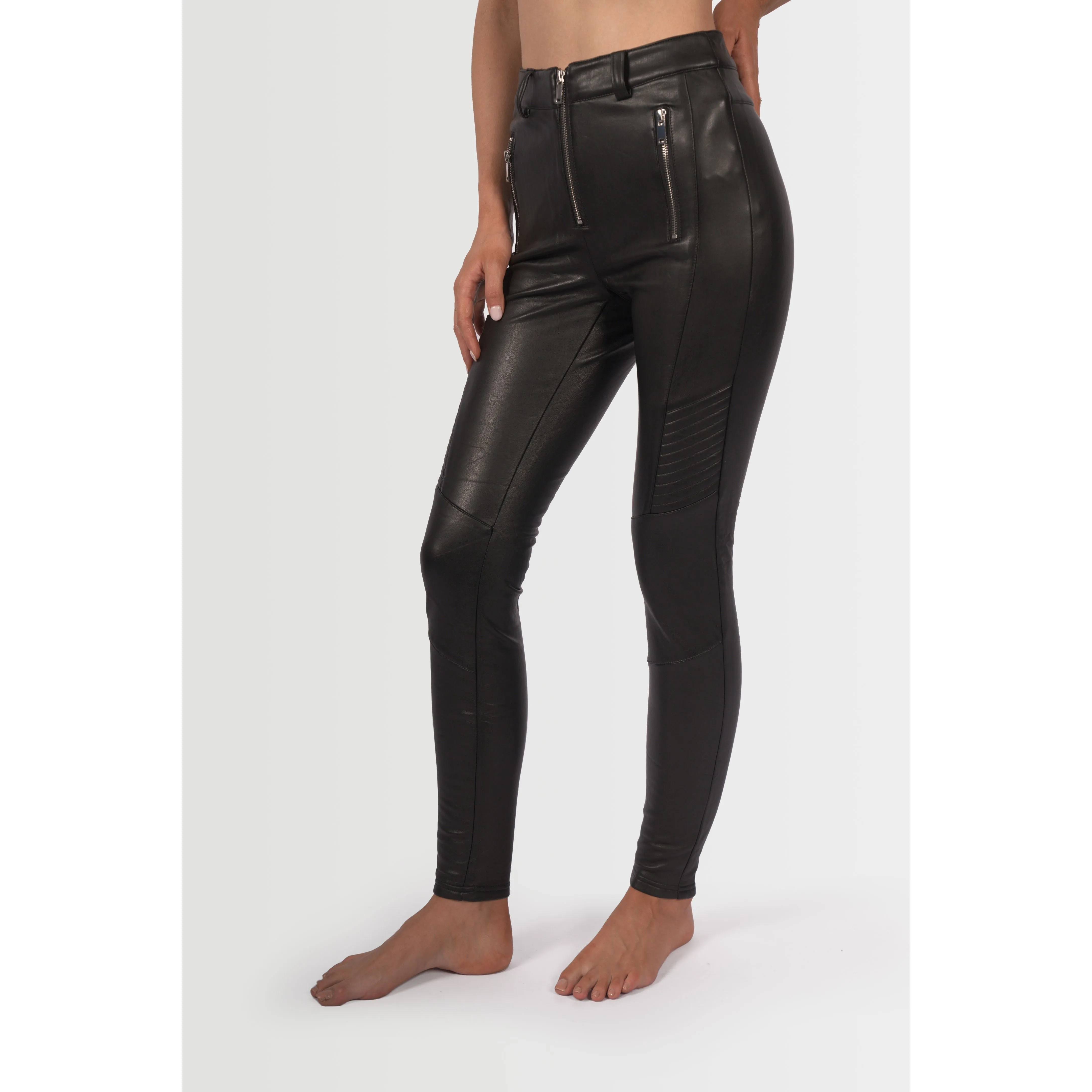 Topshop Women's Fliss Biker Leather Look Pants - Black
