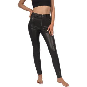 Topshop Women's Fliss Biker Leather Look Pants - Black